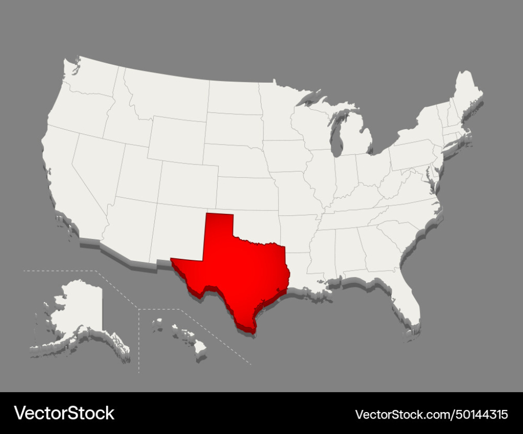 Zustand Von Texas Ist In Rot Usa Karte Hervorgehoben | Texas on the Map of USA